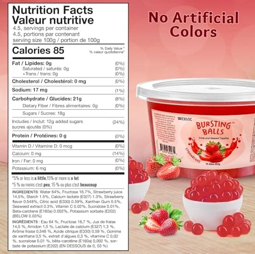 Strawberry Popping Boba Pearls - Bursting Bubble Tapioca Pearls for Bubble Tea (Strawberry 1 LB Pack)