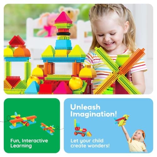 PicassoTiles 120pcs Hedgehog Interlocking Building Blocks Tiles Construction Toy Set Learning Playset STEAM Development Preschool Kindergarten Toy for Kids Age3+ PTB120 — view 3