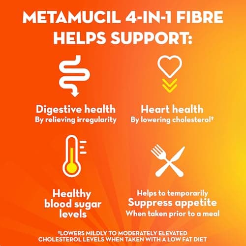 Metamucil, Daily Psyllium Husk Powder Supplement, Sugar-Free, 4-in-1 Fibre for Digestive Health, Orange Smooth Flavored Drink, 180 Servings — view 2