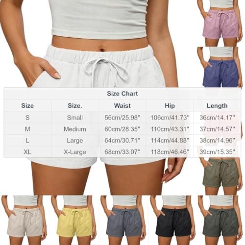 Beach Shorts for Women Vacation High Waisted Shorts Drawstring Short Pants Summer Comfy Travel Pants with Pockets Black — view 3