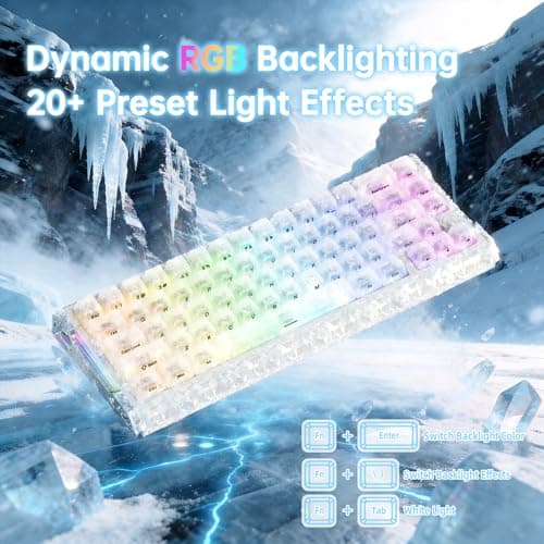 ATTACK SHARK R68HE Carbon Fiber 8000Hz Rapid Trigger Keyboard,0.005mm RT Accuracy 68 Keys Wired Gaming Keyboard with Magnetic Switch,Adjustable Actuation, Rapid Trigger,RGB Lighting for PC/Mac,White — view 5