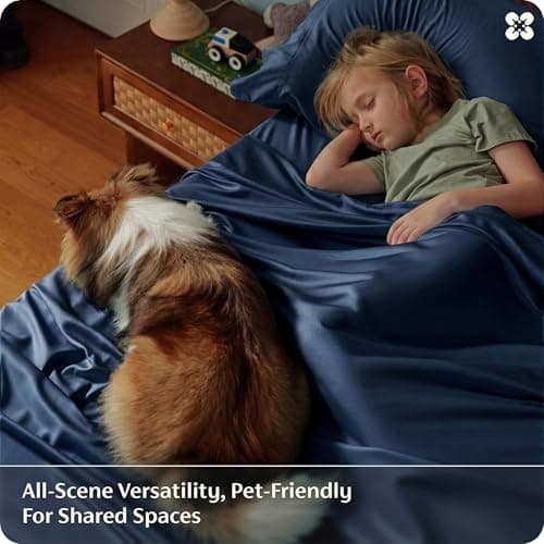 Bedsure King Size Sheets Set, Cooling Sheets for Hot Sleepers, Rayon Derived from Bamboo, PureWoven, Breathable & Soft, Deep Pocket Up to 16 Inches, Hotel Luxury Silky Bedding, Navy — view 5