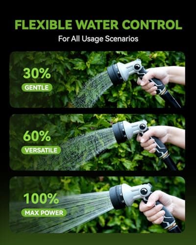 RAINPOINT Full-Metal Garden Hose Nozzle, Heavy Duty Water Hose Nozzle Sprayer With 10 Adjustable Patterns & High Flow,Thumb Control For Flow Adjustment, Ideal For Watering, Washing, Cleaning,Black — view 3