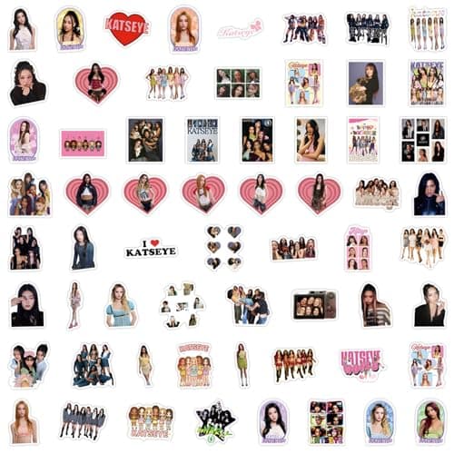 60pcs Idol Katseye Stickers for Teens, Sticker for Water Bottle,Laptop,Waterproof Vinyl Decals for Teen Adult Party Supply Favor Decor (D)
