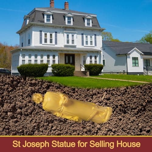 Veythor St Joseph Statue for Selling House,Saint Joseph Statue to Sell Home Set with Prayer Card and Drawstring Bag,Resin Figurine(1Pcs 4Inch Golden) — view 6