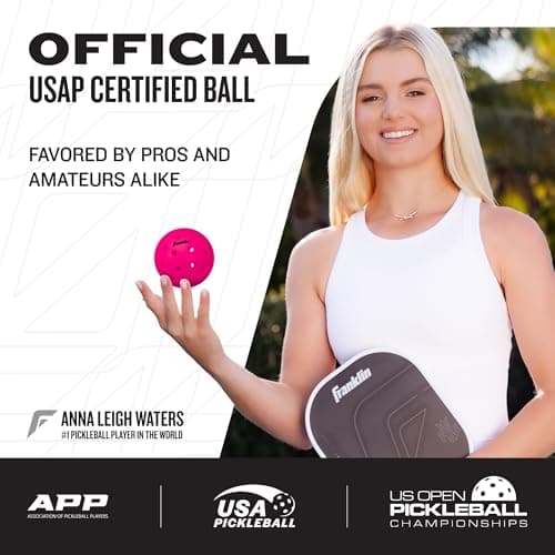 Franklin Sports Outdoor Pickleballs - X-40 Pickleball Balls - USA Pickleball (USAPA) Approved - 12 Pack Outside Pickleballs - Pink - US Open Ball