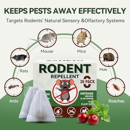 Rodent Repellent 36 Balls, Peppermint Oil Mouse Repellent Indoor & Outdoor Use, Natural Moth Balls for Rodent Mice Repellent for Home, Garage, Car, RV & Garden — view 2