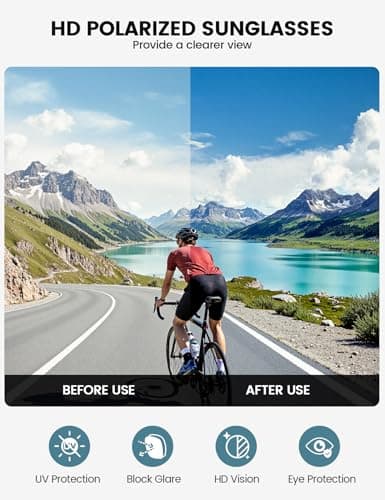 Lamicall Polarized Sports Sunglasses for Men Women, [24g Ultralight] [Adjustable Nose Pad] UV400 Protection Sun Glasses for Cycling Running Baseball Fishing Golf Beach Volleyball Driving — view 4