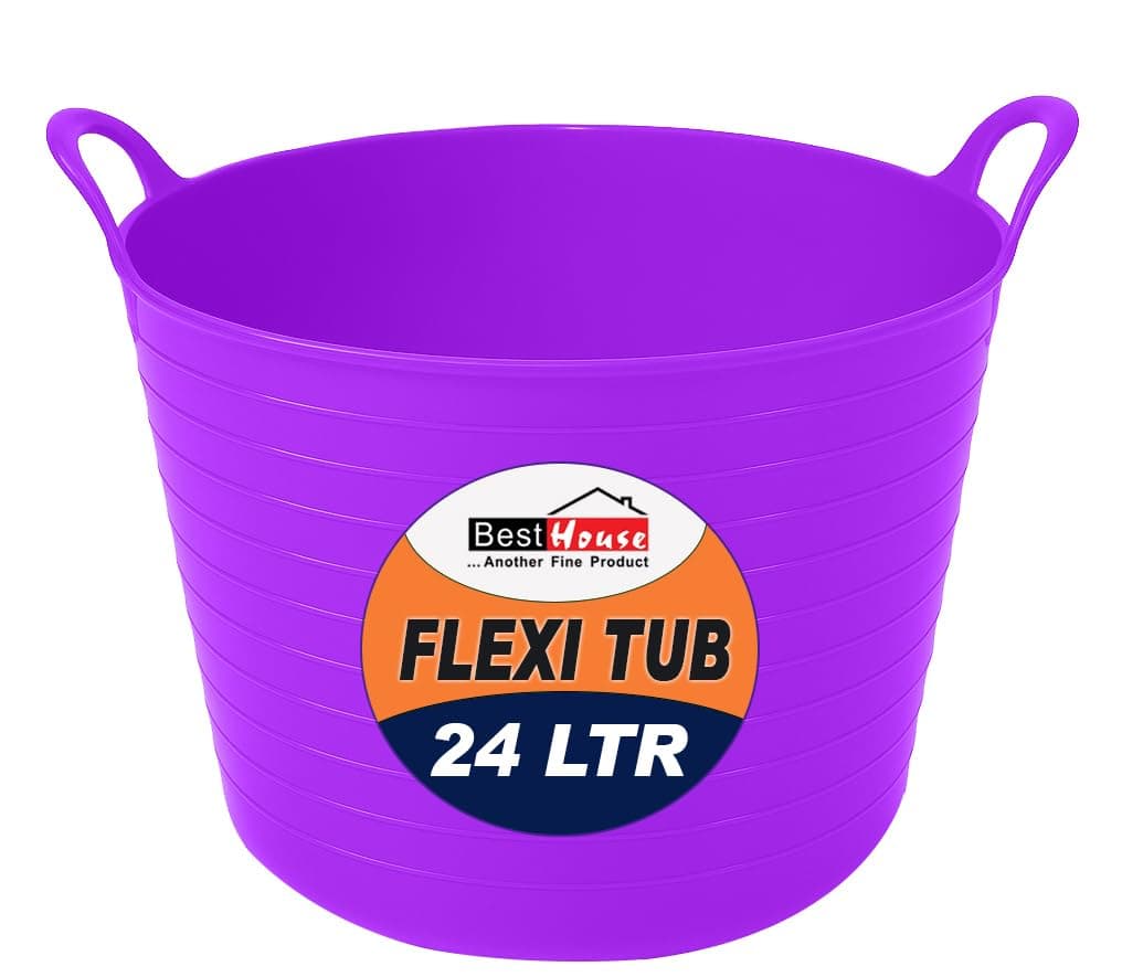 Best House | 3 Pcs of Flexi Tub with Handles | Small Size | Mini | 7 Litres | Yellow | Garden Tubs | Plastic Storage Container for Home, Washing, Garden Waste and DIY Projects — view 12