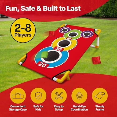 Cornhole Board Set with 21+ Games, Carrying Case and 8 Bean Bags - Arcade Style Corn Hole Games for Adults and Kids, Portable Outdoor Yard Game for Family, Beach, Camping and Parties, 24x36 — view 4