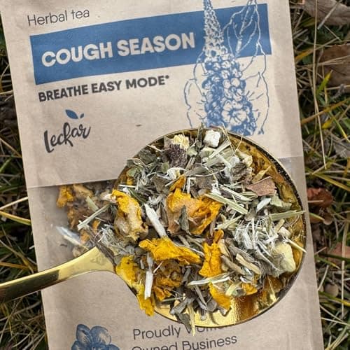 Leckar Cough Season Herbal Tea – Natural Respiratory Support Blend with Mullein, Thyme & Echinacea – Soothes Sore Throat & Hoarse Voice – Lung Health & Immune Boost – Caffeine-Free – 2 oz — view 4