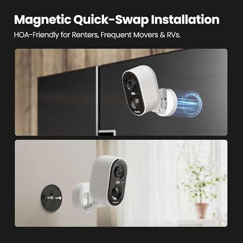 Kiwibit Magnetic Home Security Camera Wireless Enhanced Audio & 2K Footage, Easy Installation Battery Camera with Smart AI PIR Motion Detection, Color Night Vision, Waterproof for Outdoor & Indoor — view 2