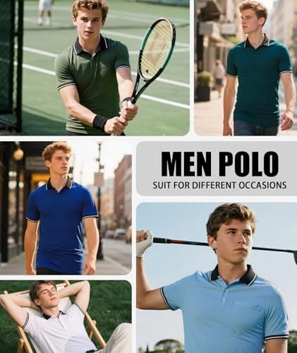 ZITY 3 Pack Men Polo Shirts Short Sleeve with Pocket Sport Wicking Shirts for Men Casual Athletic Collared T-Shirts Black White Grey