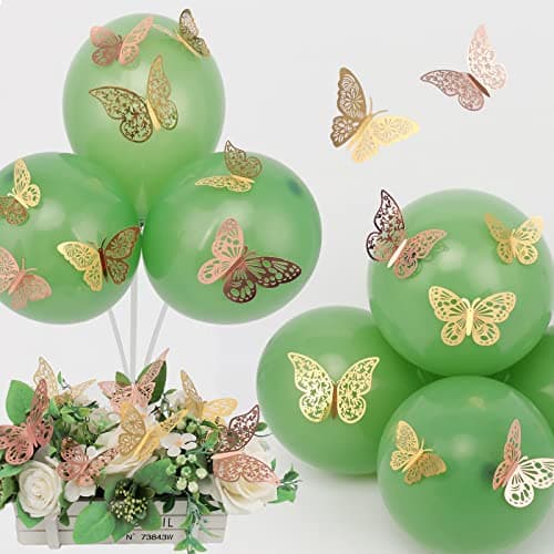 Nelotaor 72 Pcs Butterfly Wall Decor, 3 Styles 3 Sizes 3D Butterfly, Gold and Rose Gold Butterfly, Wedding Decorations, Birthday Party Decorations, Girls Bedroom Decoration(72 Pcs, Gold and Rose Gold) — view 4