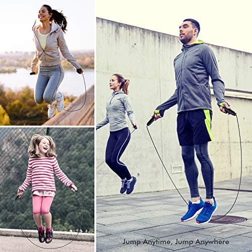 Jump Rope, Tangle-Free Rapid Speed Jumping Rope Cable with Ball Bearings for Women, Men and Kids, Adjustable Foam Handles Steel Jump Ropes for Fitness — view 5