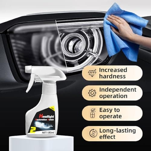 Automotive Headlamp Restoration Fluid Oxidized, Headlight Restoration Kits, Car Light Polisher Cleaning, Only for Headlight Cleaner Polishing.(10ML Coating+180ML Headlight Renovation Liquid) — view 4