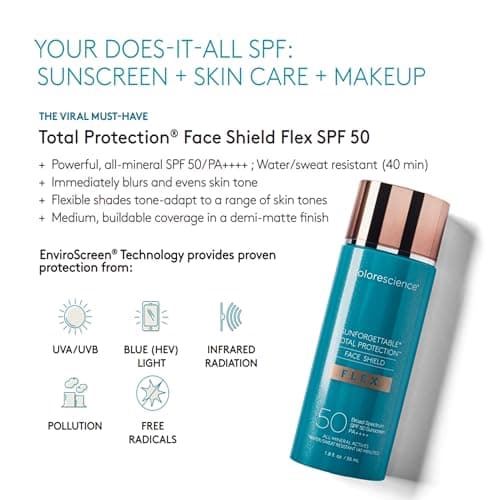 Colorescience FLEX Tinted Mineral Sunscreen SPF 50, Tone-Adapting Buildable Coverage with Zinc Oxide, Environmental Defense Against Blue Light & Pollution, For All Skin Tones, 1.8 fl. oz., Deep — view 2