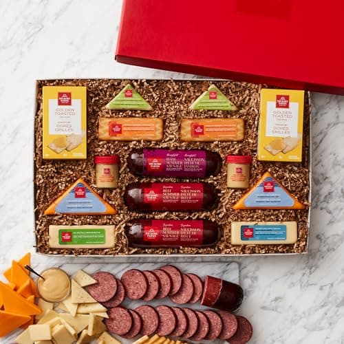 Hickory Farms Hearty Holiday Medley Gift Box | Large Gift Box | Meat & Cheese | Gourmet Food Gift Basket Perfect For Family, Birthday, Sympathy, Congratulations Gifts, Retirement, Thinking of You, Business and Corporate Gifts