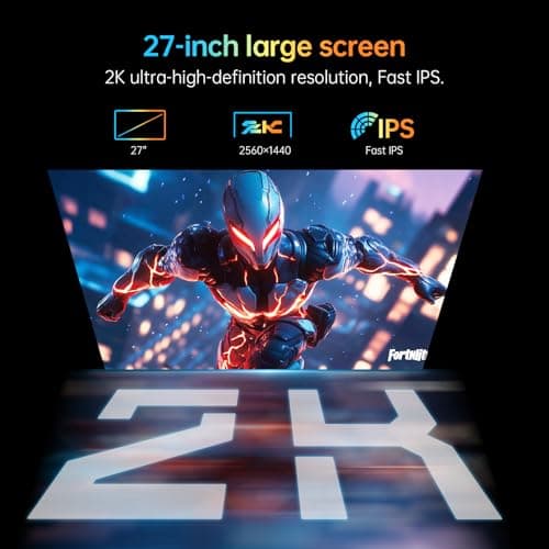 KTC Monitor 27-inch White Gaming Monitor WQHD (2560x1440) Fast IPS, 300Hz (Supports 320Hz via Overclocking) 1ms 144% sRGB High Brightness 450cd/㎡, Low Blue Light, Flicker-Free, 2 x HDMI, 1 x DP H27E6 — view 3