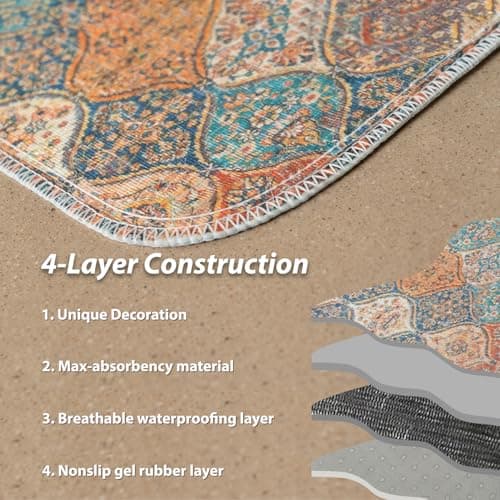 nunubaby Washable Pee Pads for Dogs, Stylish, Non-Slip and Leak-Proof Pee Mat. Ultra-Absorbent Reusable Potty pad for Crates and Floors.(Cream/Multi, 18" x24" ) — view 4