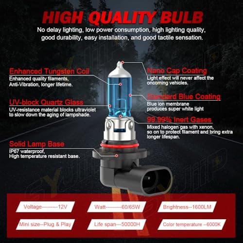 Upgraded Halogen Headlight Bulbs Compatible for Chevy Silverado 1500 (2007-2015)/ 2500 3500 (2007-2020), 9005 H11 High and Low Beam Halogen Headlamp White Lights, 300% Brightness, Plug n Play, 4-Pack — view 2