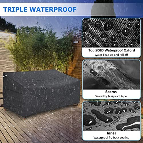 Gasadar Patio Sofa Cover Waterproof for 2-Seater Outdoor Sofa Loveseat and Furnitures,Heavy Duty Outdoor Couch Covers, Anti UV and Dustproof, 60" L×34" D×31" H, Black — view 2
