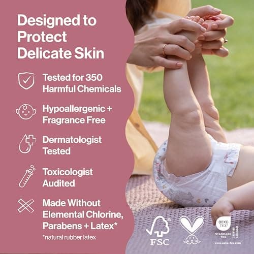 The Honest Company Comfort Dry Disposable Daytime Diapers for Sensitive Skin, Hypoallergenic, Above It All + Pattern Play, Super Club Box Size 1 (8–14 lbs) 136