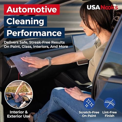 USANOOKS Microfiber Cleaning Cloth Grey - 12 Pcs (12.5"x12.5") - High Performance - 1200 Washes, Ultra Absorbent Microfiber Towel Weave Grime & Liquid for Streak-Free Mirror Shine - Car Washing Cloth — view 4