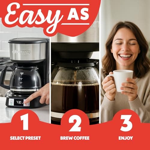 Gourmia Drip Coffee Maker – 5 Cup, One-Touch Brew, Pause & Serve, Adjustable 4 Hr Keep Warm, EZ-View Water Window, Black — view 8