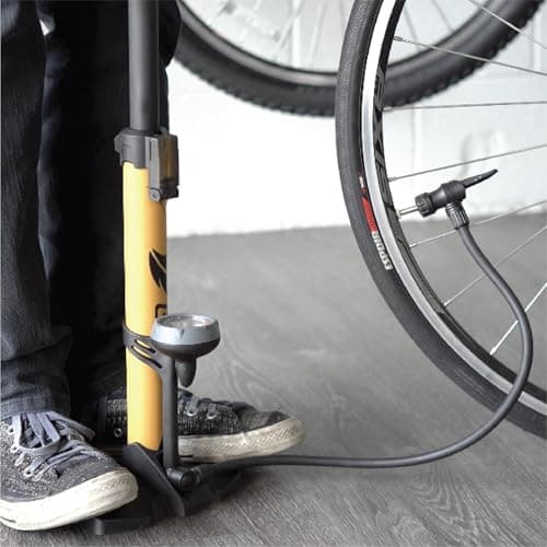 BV Bike Pump out of durable Steel - Bicycle pump 160 PSI high Pressure, Bike Tire Pump 17/24 inch Smart Valve Head, Schrader bike pump with gauge, Automatically Reversible Presta & Schrader, ball pump — view 7