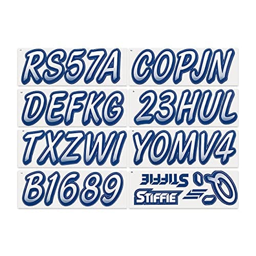 STIFFIE Whipline White/Navy 3" Alpha-Numeric Registration Identification Numbers Stickers Decals for Boats & Personal Watercraft — view 2