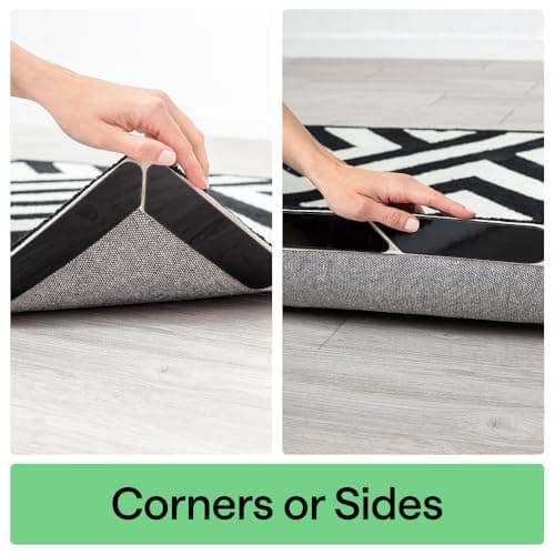 GORILLA GRIP Rug Gripper Pads Keep Area Rugs Corners from Curling, Reusable Double-Sided Stickers Holds Down Carpet in Place, Grips on Tile and Hardwood Floors Helps Prevent Sliding, Home Décor, 8 Pcs — view 3
