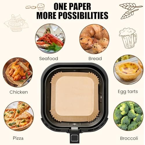 OLESBUR Air Fryer Liners Disposable, 200Pcs 8 Inch Airfryer Paper Liners, Unbleached Parchment Paper for Air Fryer Basket, Non-Stick Air Fryer Accessories, Liners for Baking, Parchment Paper Sheets — view 6