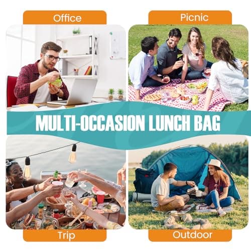 Lunch Bag for Men/Women, Reusable Lunchbox for Adult, Small Insulated Lunch box, Lunch Tote Bag for Office, Work, Picnic - Grey — view 6