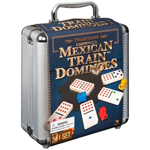 Spin Master Games, Mexican Train Dominoes Set in Aluminum Carry Case, Includes Colorful Trains for Fun-Filled Family Game Night, for Kids & Family, 2-8 Players, for Ages 8 & Up — view 7