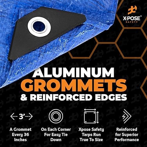 Better Blue Poly Tarp 6' x 8' (2-Pack) - Multipurpose Protective Cover - Lightweight, Durable, Waterproof, Weather Proof - 5 Mil Thick Polyethylene - by Xpose Safety — view 3