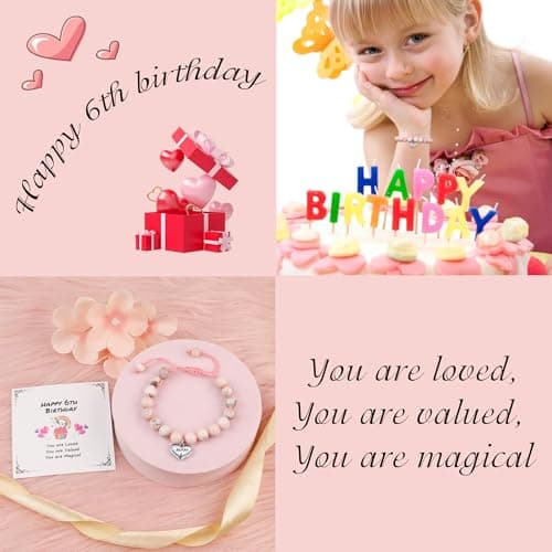 Sereney 6 Year Old Girl Birthday Gift, Adjustable Beaded 6th Bday Bracelets as 6th Birthday Gifts for 6 Year Old Girls, Six Year Old Girl Bday Gifts for Daughter Niece Granddaughter Girls — view 2