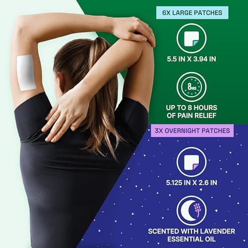 Biofreeze Day & Overnight Pain Relief Patches, Menthol Pain Patches for Arthritis & Muscle Pain Relief, Comfortable & Flexible Fabric Stays in Place, 9 Patches (6 Day, 3 Night) — view 2