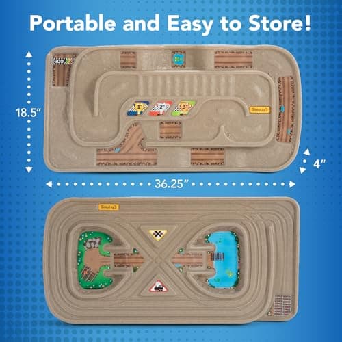 Simplay3 Portable Carry and Go Kids Race Track Toy Car Train Table, 2-Sided No Assembly for Children 3 4 5 6 7 Years Old Boys Girls, Made in USA — view 4
