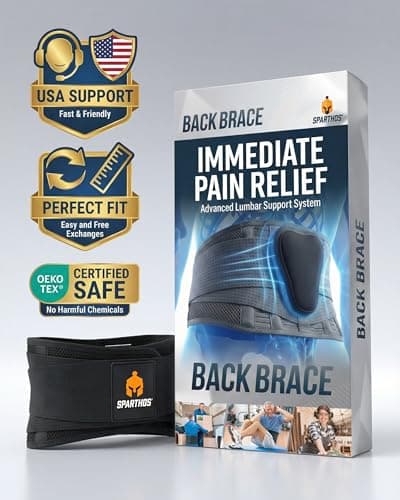 Sparthos Back Brace for Lower Back Pain - Immediate Relief from Sciatica, Herniated Disc, Scoliosis - Breathable + Lumbar Support Pad - For Men & Women - Fits 44–52″ Waist (Large, Check Size Chart) — view 7