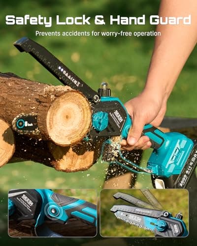 SEESII 2-in-1 Electric Pole Saws: Brushless Mini Chainsaw Cordless 6 Inch, 2 x 4000mAh Batteries, Pole Saw for Tree Trimming,Hand held Chain Saw with Extension Pole for Tree Limb Branch Cutter,P6 Ace — view 5