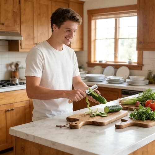 2-in-1 stainless steel vegetable peeler with wooden handle and bottle opener, stainless steel blade, non-slip kitchen fruit peeler（2pcs） — view 5