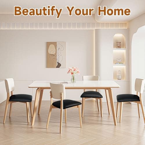 Waterproof Seat Covers for Dining Chairs Soft PU Leather Dining Chair Seat Covers Set of 4, Durable and Wipeable Kitchen Chair Slipcover Protector with Elastic Band for Dining Room (Black, 4Pcs)