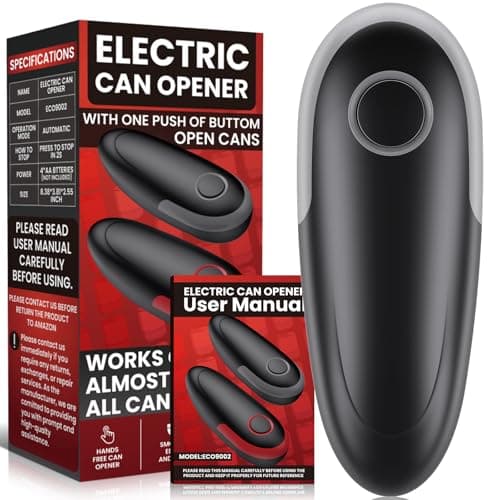 One Touch Electric Can Opener Fits All Can Sizes, Kitchen Gadgets Battery Operated Can Openers for Seniors, Arthritis and Chef