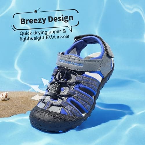 DREAM PAIRS Kids Sandals Toddler Girls & Boys Summer Outdoor Athletic Sport Sandals for Toddler/Little Kids/Big Kids,Size 13 Little Kid,Grey/Royal,171111-K — view 5