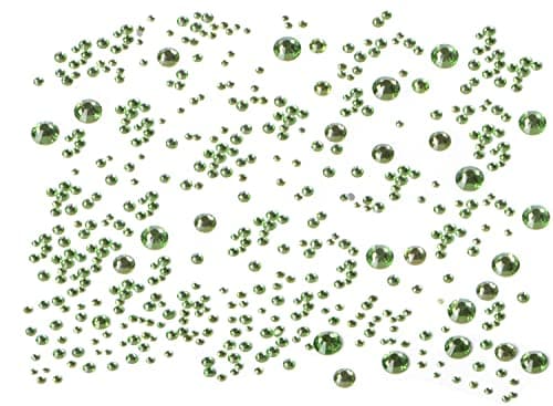 Bymitel 5000 Pieces 6 Mixed Sizes Glue Fix on Glass Rhinestones Round Crystal Gems Flatback for DIY Jewelry Making with one Picking Pen(6-Sizes 5000PCS, Peridot) — view 2