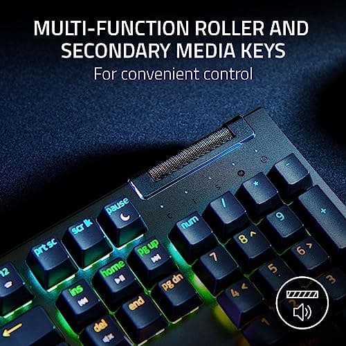 Razer BlackWidow V4 X Mechanical Gaming Keyboard: Yellow Switches Linear & Silent - 6 Macro Keys - Chroma RGB - Doubleshot ABS Keycaps - Roller & Media Keys - Snap Tap — view 3