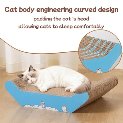 UUig Cardboard Cat Scratcher Bed 16.9” Cat Scratch Box with Pad
