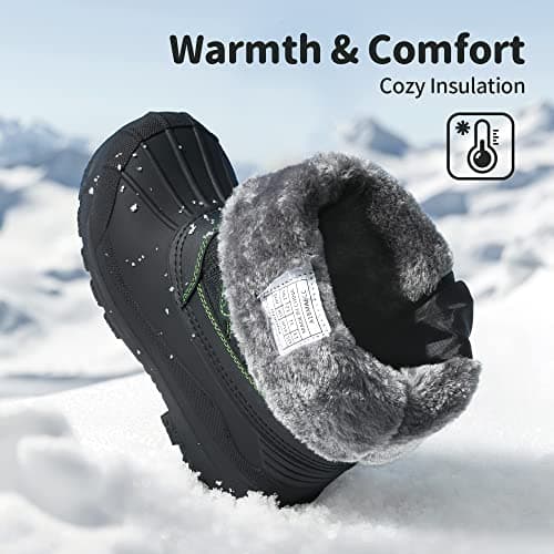 DREAM PAIRS Big Kid Knorth Black N.Green Isulated Fur Winter Waterproof Snow Boots Size 6 M Big Kid — view 3