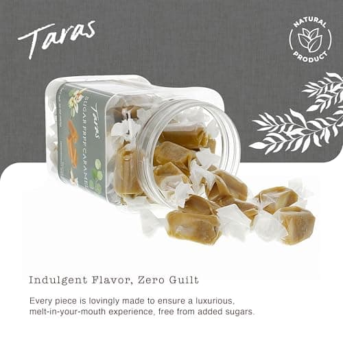 Taras Gourmet Sugar Free Caramels | All Natural Candy | Creamy & Individually Wrapped with Real Butter (20 oz) — view 2